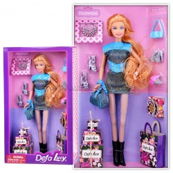 Кукла DEFA 8285 (31см, сумочки, подарки, туфли, аксессуары, 2 цвета, в кор-ке, 20-33-5,5см