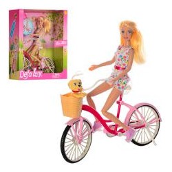 Кукла DEFA 8276  30см, велосипед26см, собачка, 2 вида, в кор-ке, 29,5-31,5-9,5см