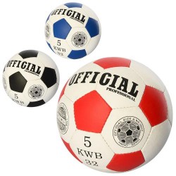 Мяч футбольный OFFICIAL 2500-201  размер5,ПУ,1,4мм,32панели,ручн.работа, 380-390,3цв,в кульке