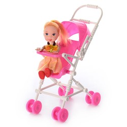 Кукла 262-18 10см, с коляской, в кульке, 12-16-7,5см		
