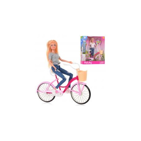 Кукла DEFA 8361-BF  28см, велосипед 27см, 2 вида, в кор-ке, 27-32,5-10см