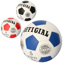 Мяч футбольный OFFICIAL 2500-203 размер5,ПУ,1,4мм,32панели, ручн.работа,280-310г,3цв,в кульке
