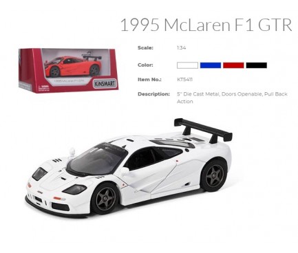 Модель легковая 5' KT5411W 1995 McLaren F1 GTR метал.инерц.откр.дв.4цв.кор.