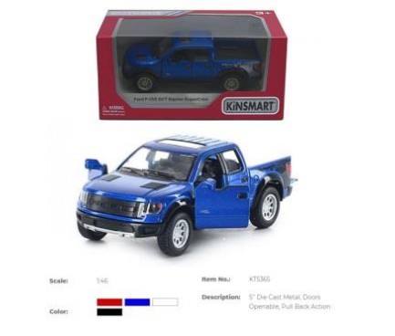 Модель джип 5' KT5365W FORD F-150 SVT RAPTOR SUPERCREW (2013) метал.инерц.откр.дв.1:46 кор.