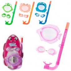Набор для плавания 24019 BW   детский,маска + трубка + очки,3-6лет,4вида,в слюде,24-42-7см