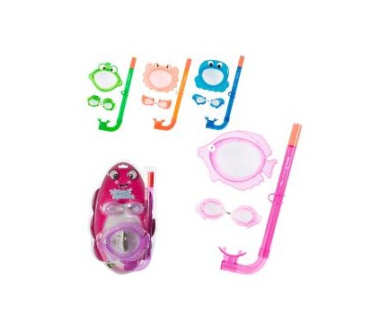 Набор для плавания 24019 BW   детский,маска + трубка + очки,3-6лет,4вида,в слюде,24-42-7см