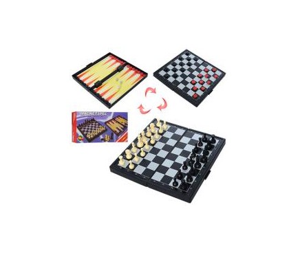 Шахматы THS-066  3в1, магнитные(шахматы), в кор-ке, 19,5-10-3см