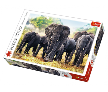 Пазли - (1000 елм.) - "Африканські слони" / Trefl