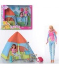 Кукла DEFA 8474  29см, с дочкой 13см,палатка, набор туриста, 2 вида, в кор-ке, 40,5-32-11см