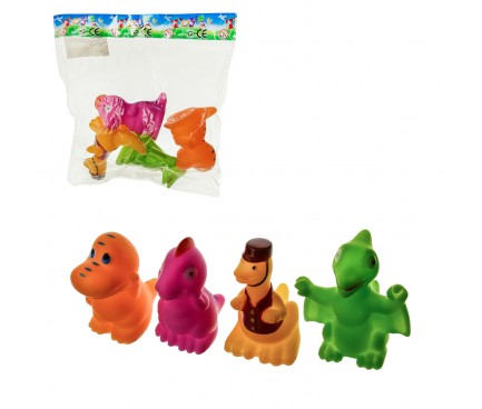 Пищалка T57002 ( 4 вида динозавриков в пакете 17*17 см, р-р игрушки - 7см