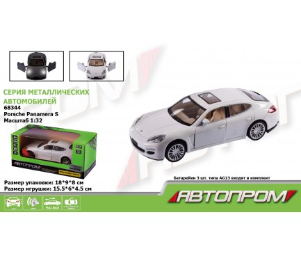 Машина металл 68344 "АВТОПРОМ",1:32  Porsche Panamera S ,батар, свет,звук,откр.двери,в коро