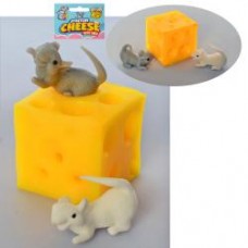 Фигурка 4545 мышка-антистресс 2шт 4см, кусочек сыра 4,5см, в сетке, 8-14-5см