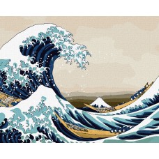 Набір для розпису по номерах. "Велика хвиля у Канагаві © Кацусіка Хокусай" 40х50см