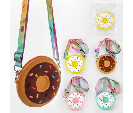 Детская сумочка силиконовая C 50144 "Пончик", 4 цвета, на змейке, 1 отделение, регулируемая ру