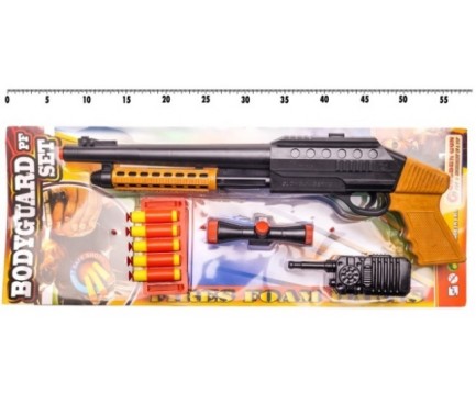 Рушниця 921  в комплекті: 5поролон.куль на присосках, рація, приціл, р-р іграшки 45 *