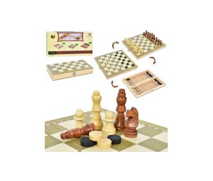 Шахматы TQ09171  деревянные, 3 в 1 (шахматы,шашки,нарды), 24-24см, в кор-ке, 24,5-13-4см