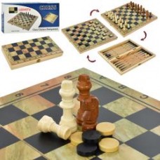 Шахматы XQ630-3  дерев, 3в1(шашки,нарды),в кор-ке, 35-18-4,5см
