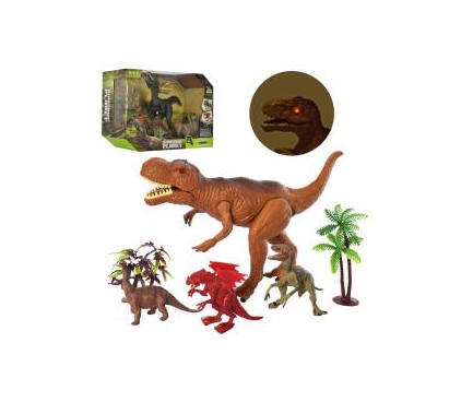 Динозавр RS007-1-2 (4шт(29см, 3шт от 12см), звук,свет, 2 вида,бат-таб,в кор-ке, 37,5-25,5-15см