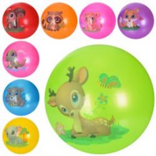 Мяч детский MS 3508 (9 дюймов, рисунок, 60г, 8цветов, 8видов(животные)