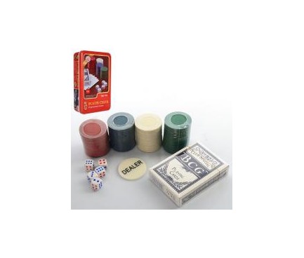 Настольная игра J02070 (покер, фишки, карты, в кор-ке(металл), 19,5-12-5см