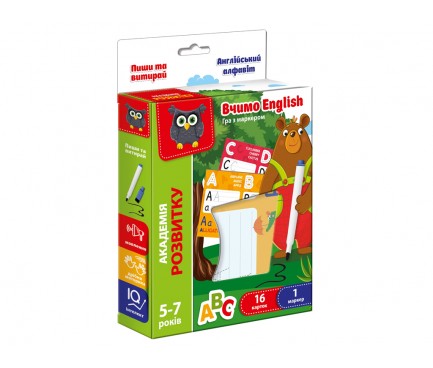 Гра розв. навч. з маркером Академія розвитку "Пиши та витирай. Англійський алфав VT5010-23 (укр)