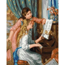 Набір для розпису по номерах. "Дві дівчини за фортепіано" 40х50см