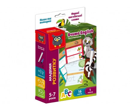 Гра розв. навч.з маркером Академія розвитку "Пиши та витирай. Перші англійські слова" VT5010-24 (укр
