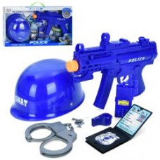 Набір зі зброєю P11  поліція, автомат, каска, наручники, рація, значок,звук, світло, на бат-ці
