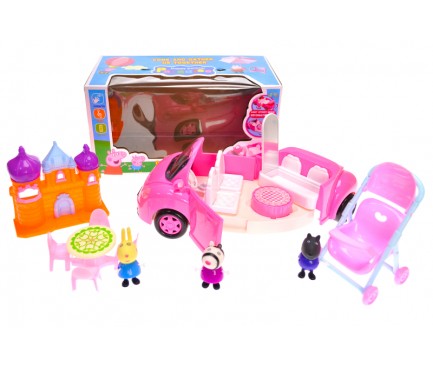 Машина з героями "Свинка" музична, зі світлом, в коробці YM11-813 р.30*16*15см.
