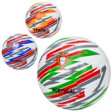 М'яч футбольний EV-3389  розмір 5, ПВХ 1,8мм, 300-320г, 3види(країни), в пакеті