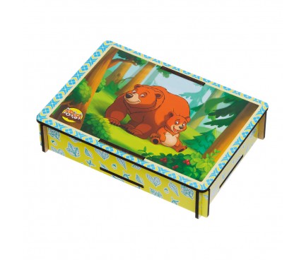 Дерев'яний пазл в скринці "Мама і малюк" кольоровий. (Ігри для дітей 1 року)