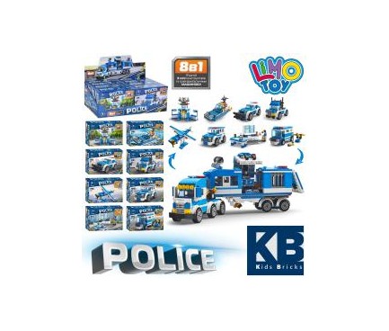 Конструктор KB 217  поліцейська серія, 2в1, від 98до118дет, 8 видів (8шт) в дисплеї 38-17-13с