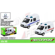 Машина мет. АВТОПРОМ арт. 4382 1:53 Mercedes-Benz Sprinter, відкр.двері,короб. 14,5 * 6,5 *