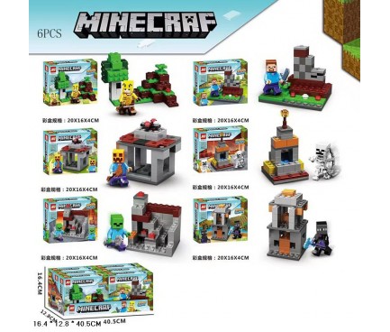 Ігровий набір конструктор  арт. 81004B, MINECRAFT  6шт у дисплей боксі 40,5*12,8*16,4см