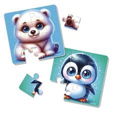 Гра розвиваюча Vladi Toys м'які пазли "Ведмедик та пінгвеня" VT1102-38