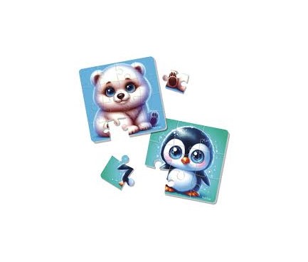 Гра розвиваюча Vladi Toys м'які пазли "Ведмедик та пінгвеня" VT1102-38