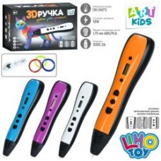 3D ручка AK 0013 16,5см, тип філаменту(пластик)-PLA(3кольори по 3м), ел.табло-температура, US